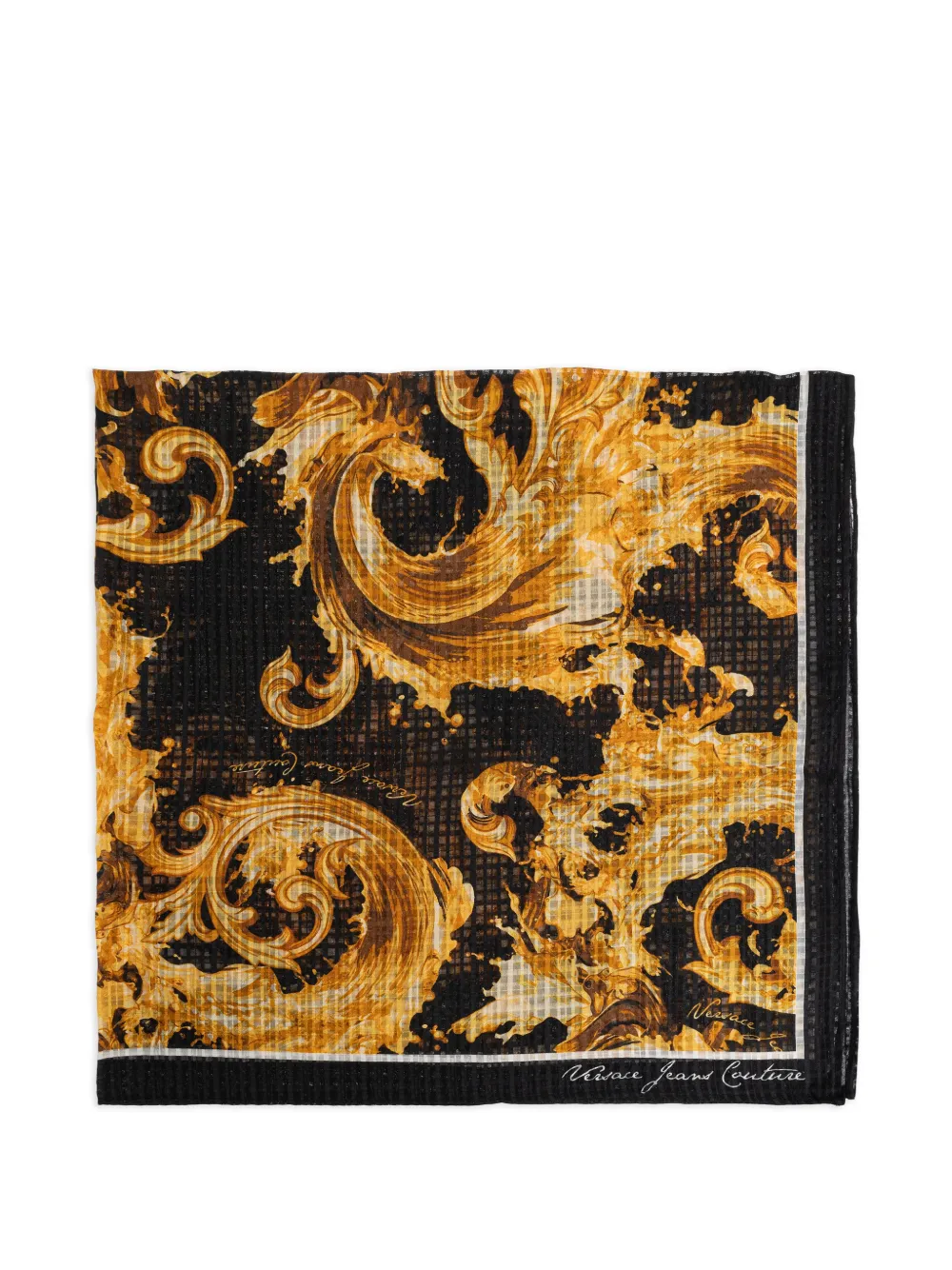 Versace Jeans Couture baroque print silk scarf - Nero