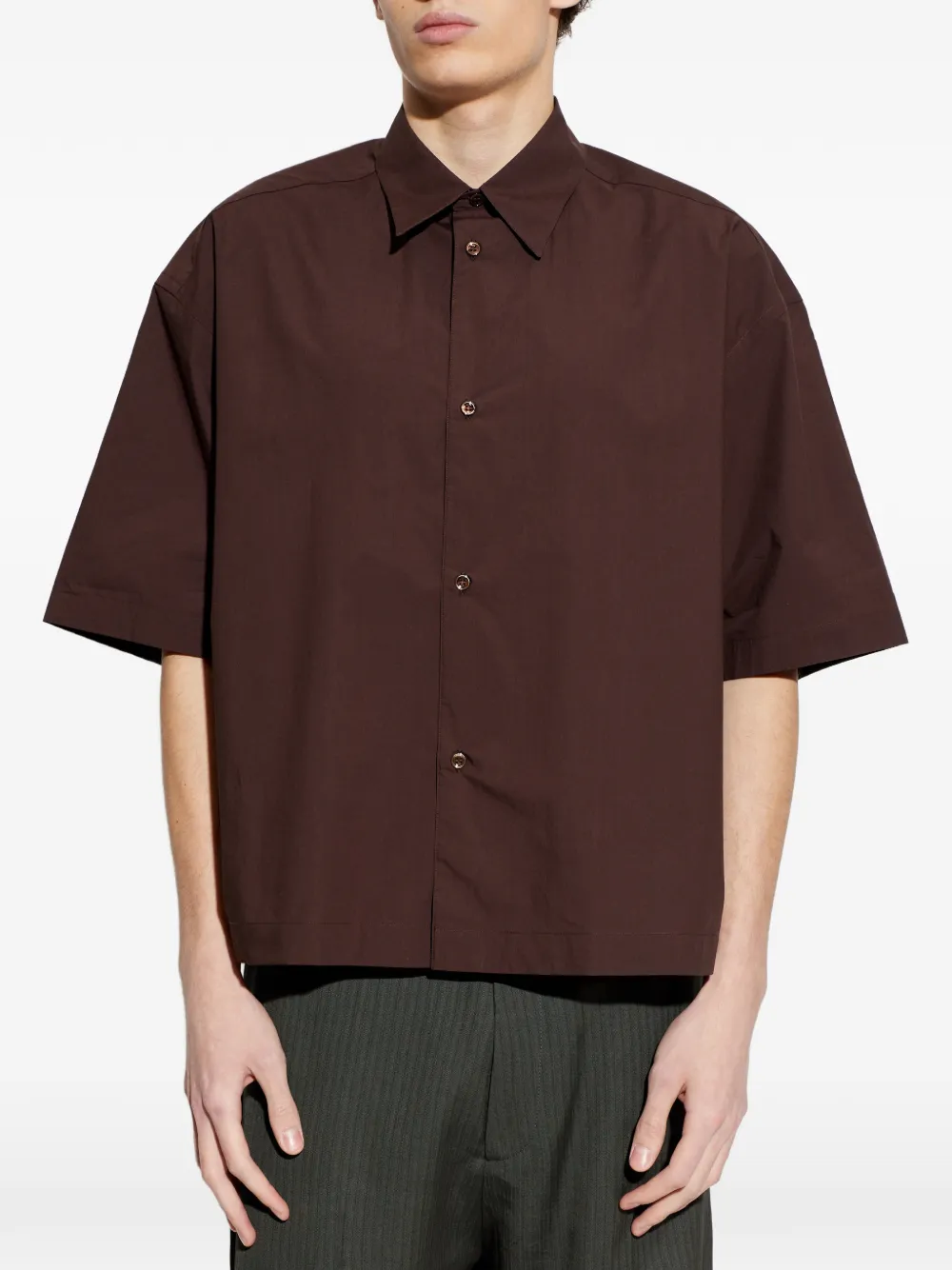  Studio Nicholson Poplin Short-sleeved Shirt - Brown 