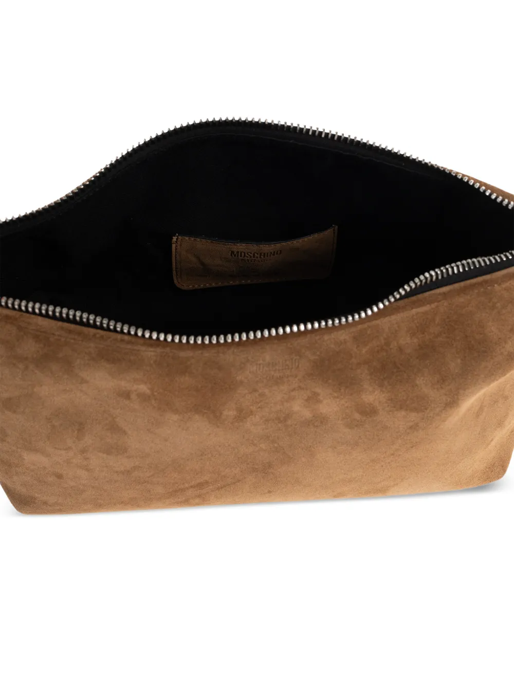 Moschino Leren shopper met rits Bruin