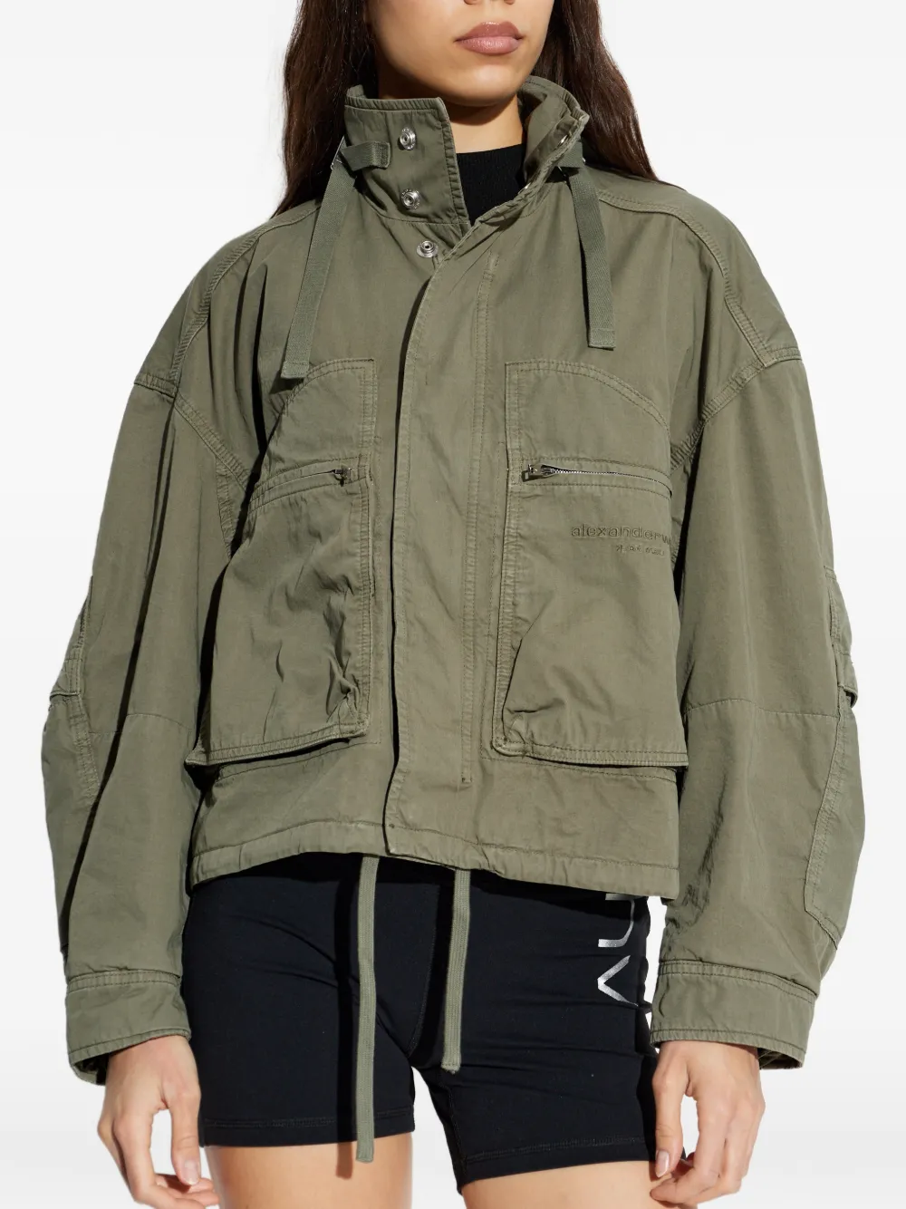  Alexander Wang Logo-embroidered Cotton Jacket - Green 