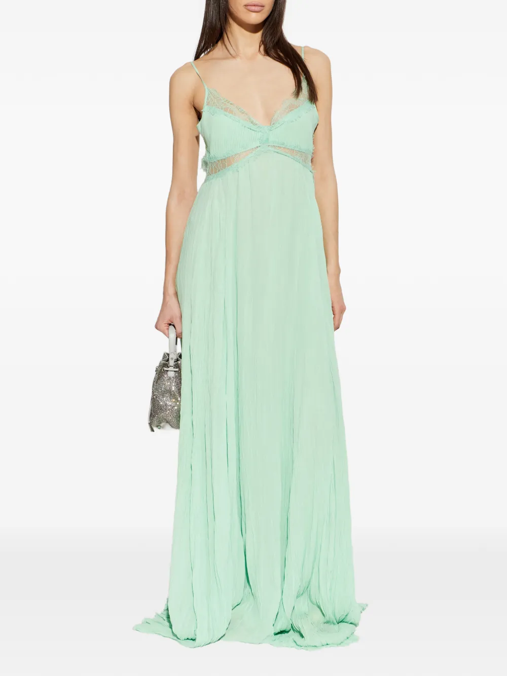 Blumarine Maxi-jurk met kanten detail Groen