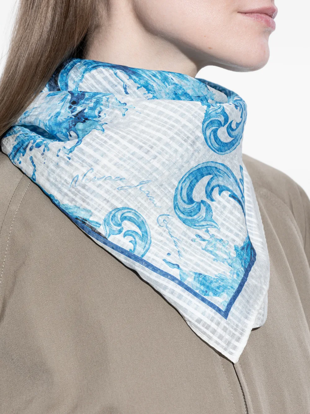Versace Jeans Couture Sjaal met bloemenprint Wit