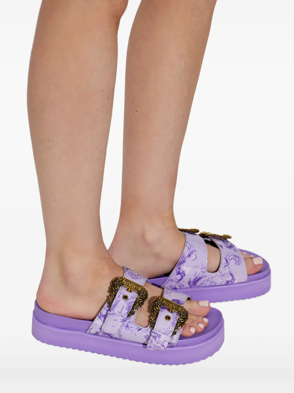 Buckle-Strap Platform Sandals