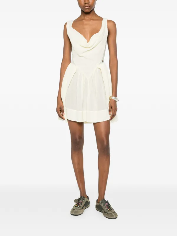 vivienne westwood mini sunday draped cocktail dress VIVIENNE WESTWOOD Mini Sunday Draped Pleated Checked Cotton-Poplin Mini  Dress