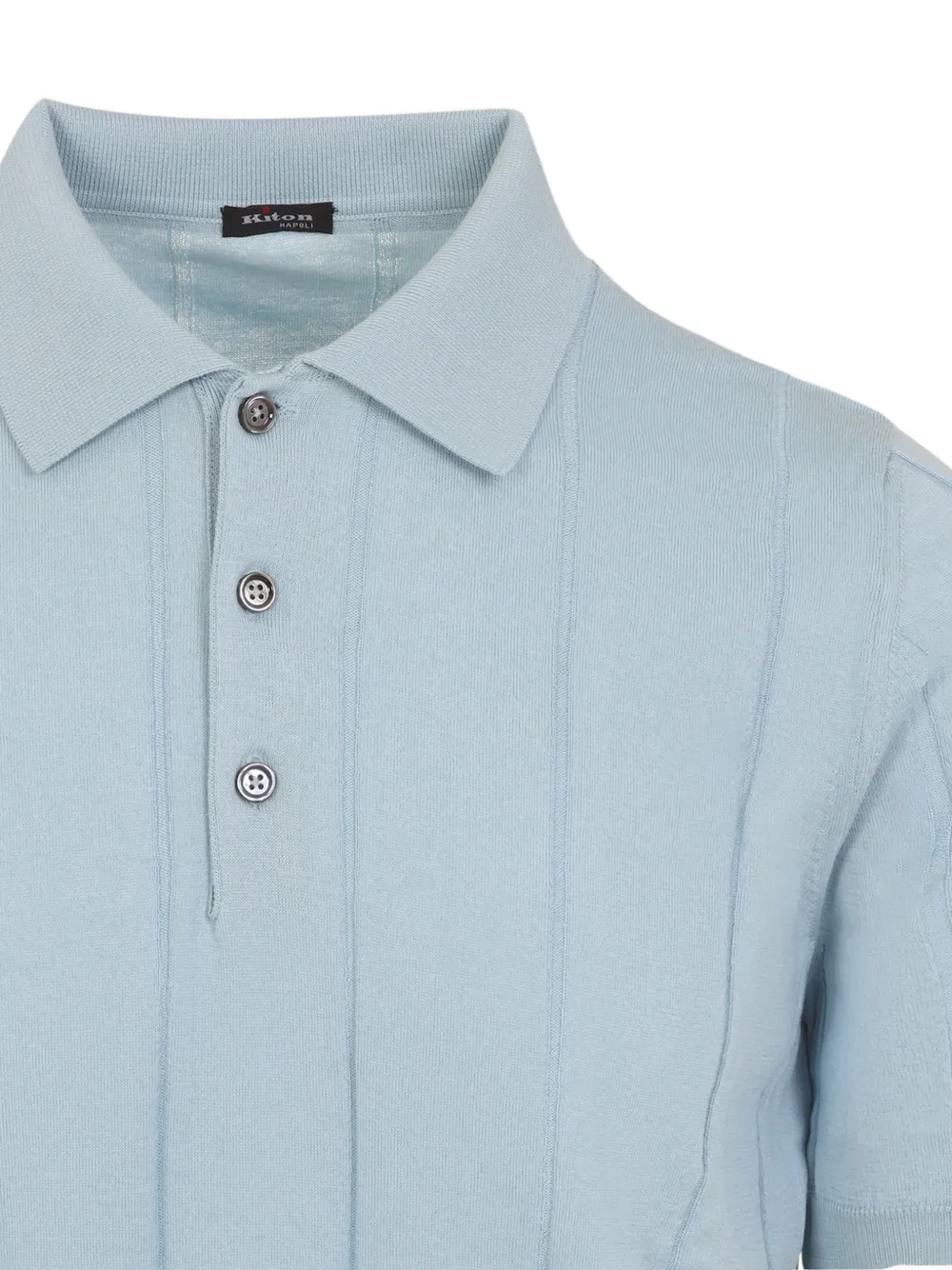  Kiton Vertical Stripe Polo Shirt - Blue 