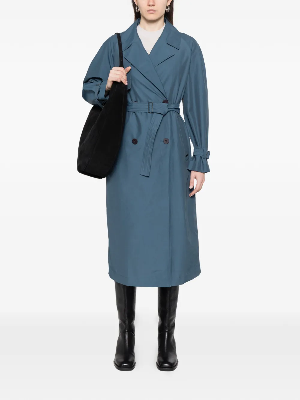  Alphatauri Belted Double-breasted Coat - Blue 
