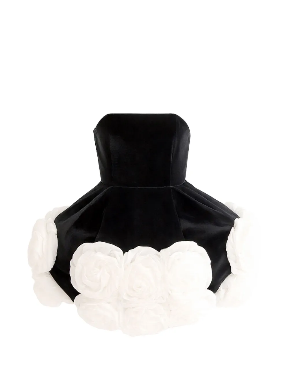 Tulleen floral-detail strapless dress - Schwarz