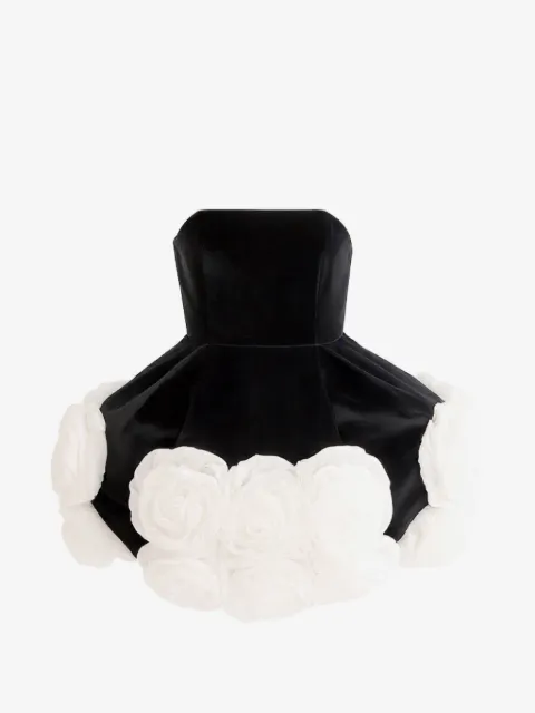 Tulleen floral-detail strapless dress
