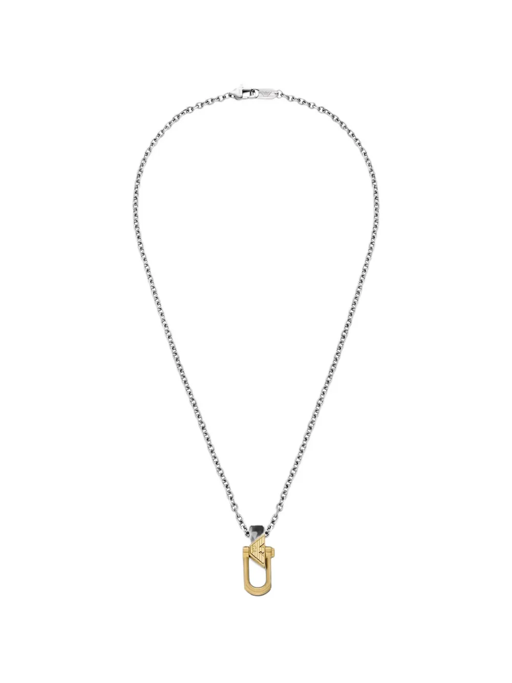 Emporio Armani logo-pendant cable-link necklace - Silber