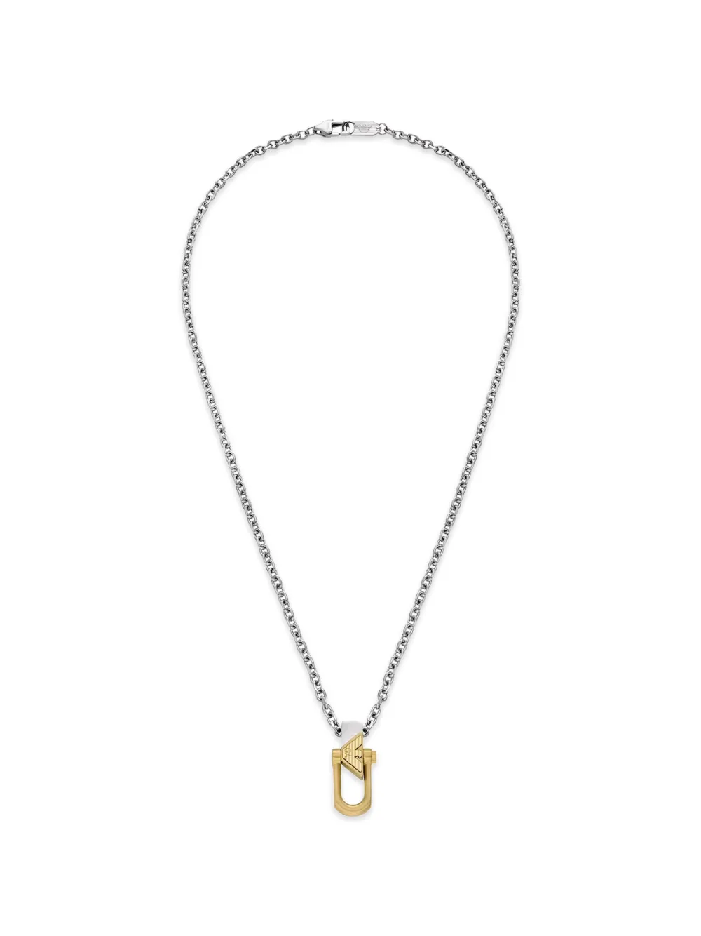 Emporio Armani logo-pendant cable-link necklace - Argento