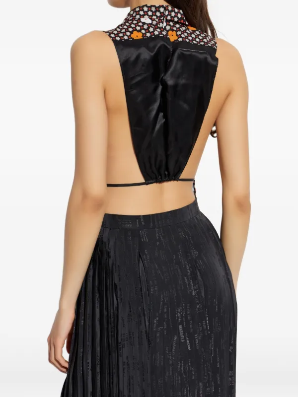 MM6 Maison Margiela Floral Sleeveless Top | Black | FARFETCH