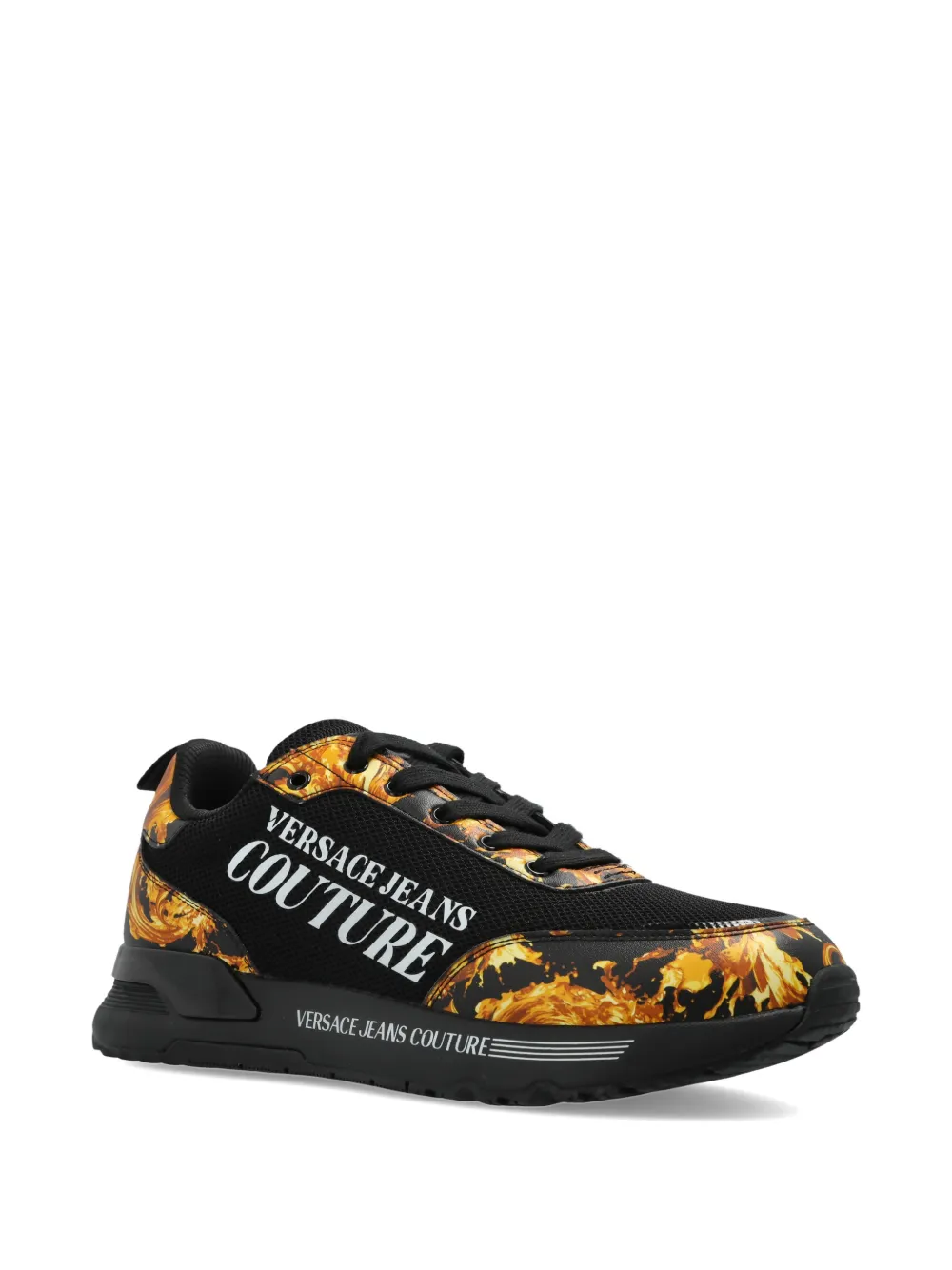 Versace Jeans Couture Dynamic baroque-print lace-up sneakers Zwart