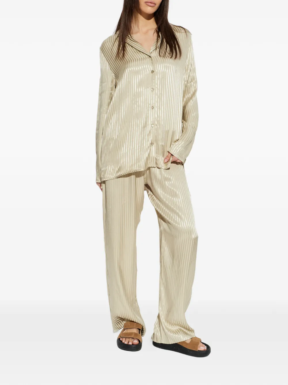  Hanro Striped Buttoned Top - Neutrals 