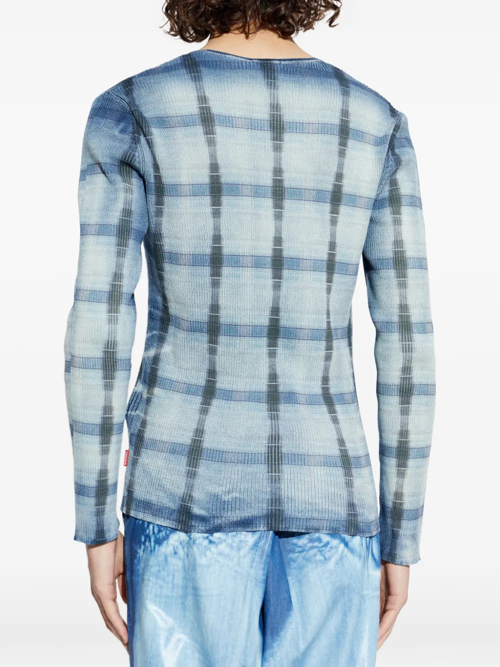 Diesel K-Egons geruit T-shirt met V-hals Blauw