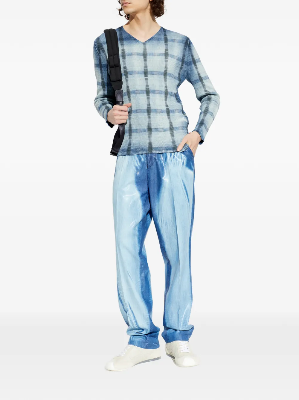 Diesel K-Egons geruit T-shirt met V-hals Blauw