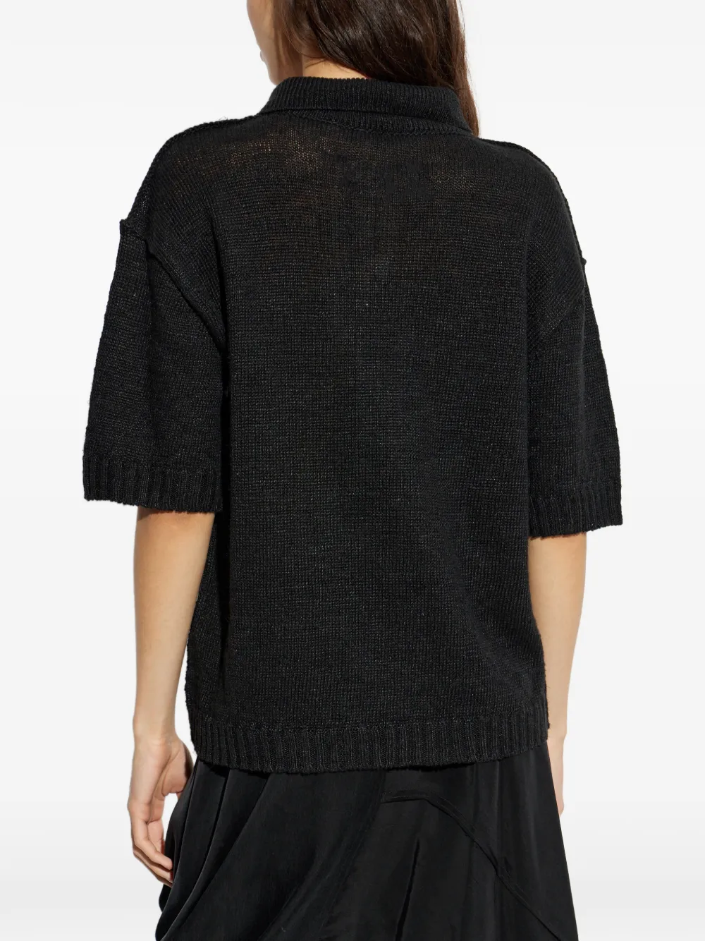 Maison Margiela Gardening Hemp poloshirt met knopen Zwart