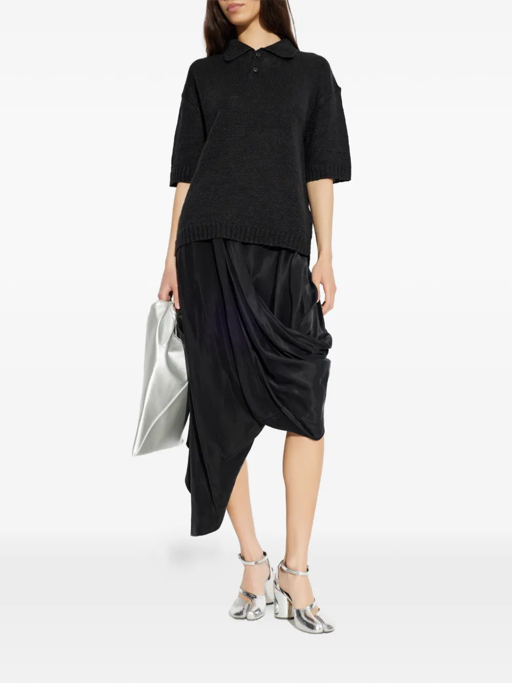 Maison Margiela Gardening Hemp poloshirt met knopen Zwart