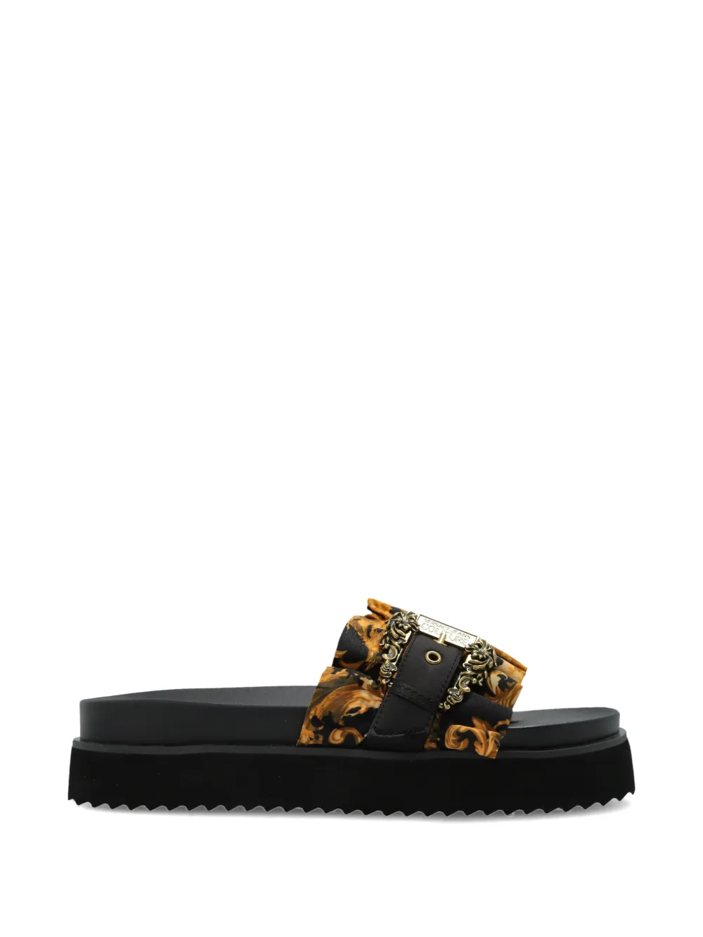Versace Jeans Couture printed buckled slides Zwart