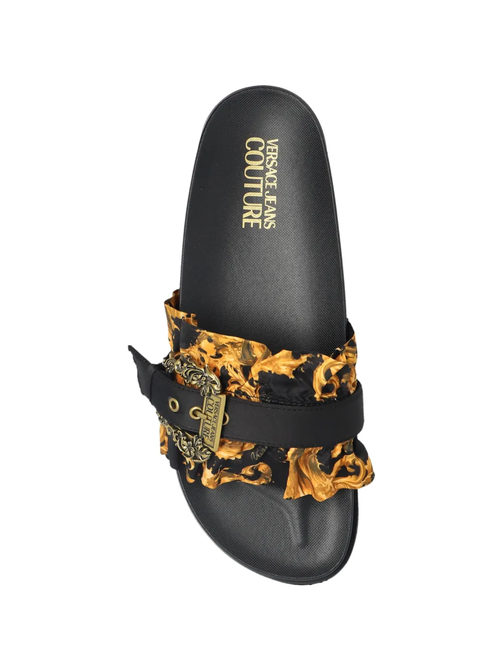Versace Jeans Couture printed buckled slides Zwart
