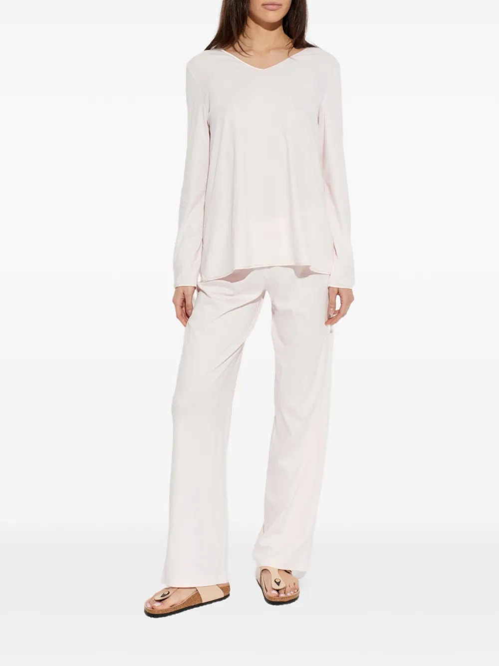  Hanro V-neck Pyjama Set - Pink 
