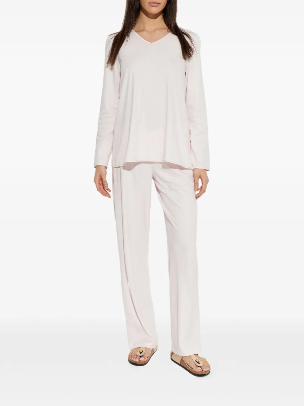  Hanro V-neck Pyjama Set - Pink 