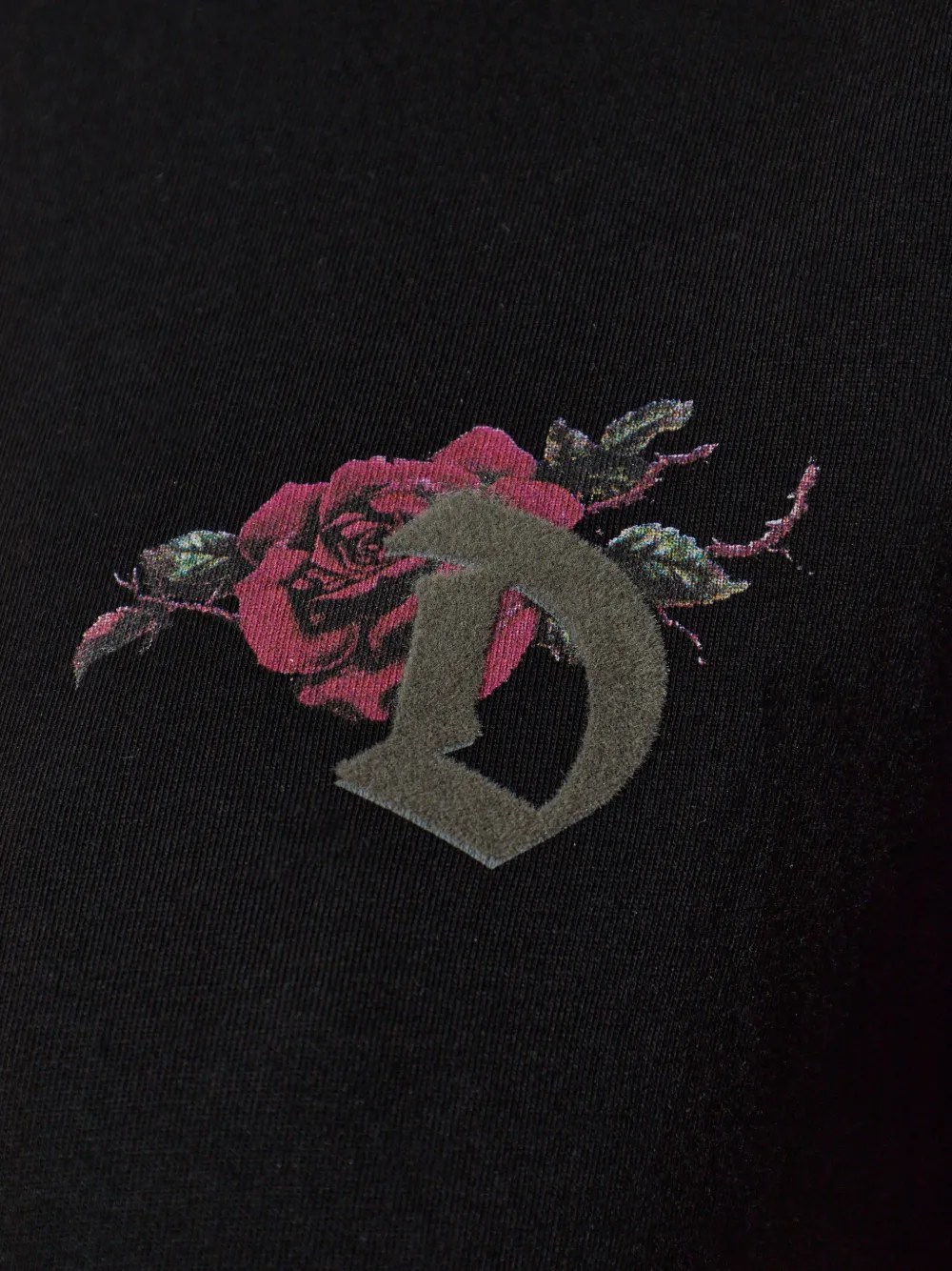 Diesel T-shirt met rozenprint Zwart