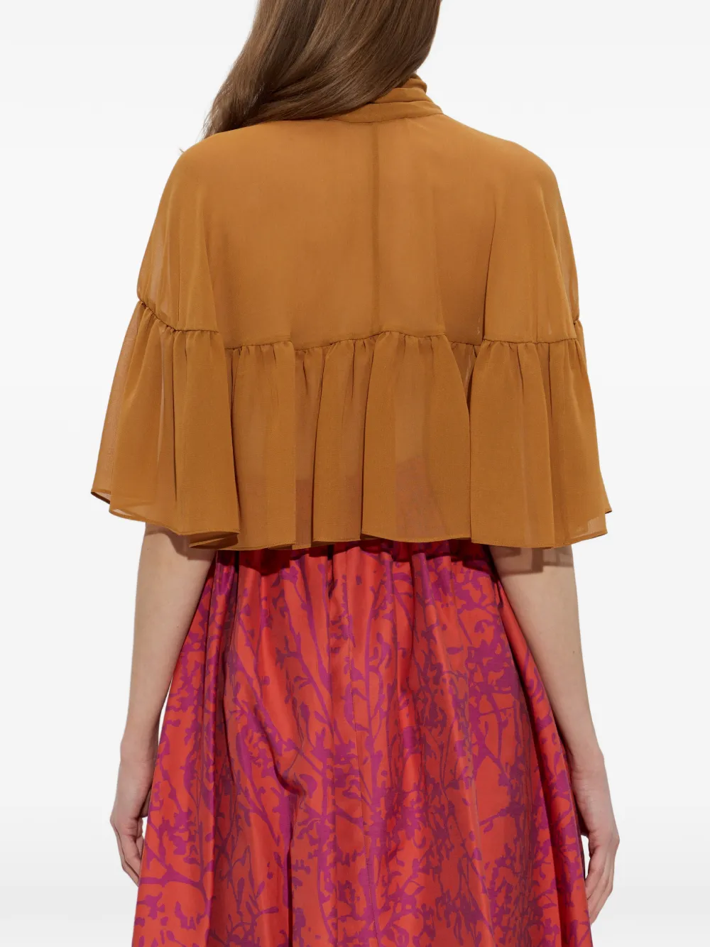 Max Mara Negozi blouse met cape Bruin