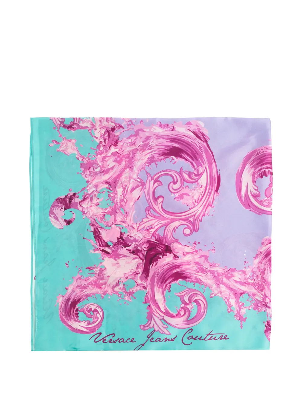 Versace Jeans Couture floral silk scarf - Blu