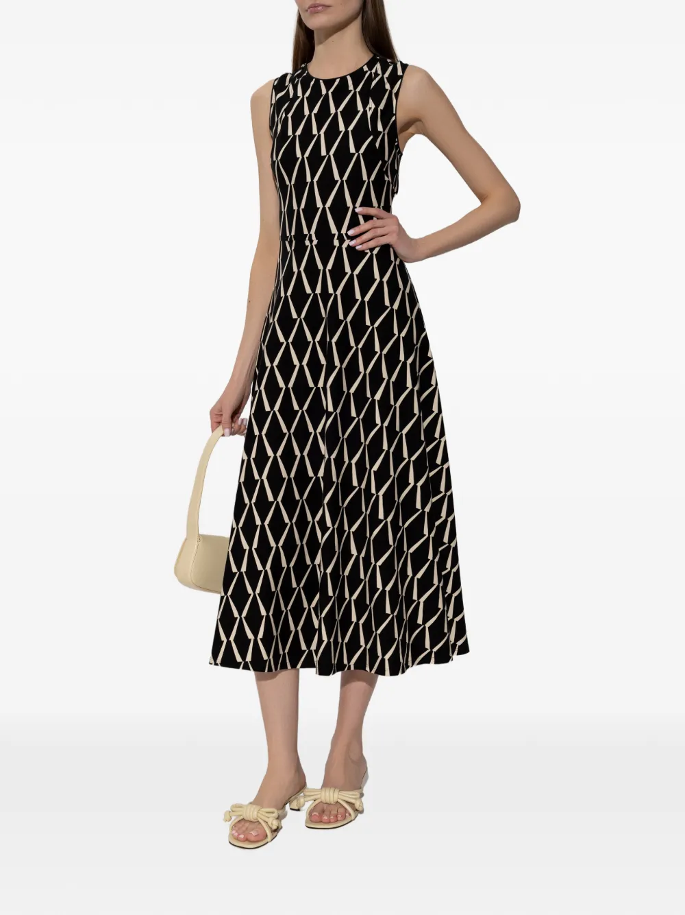  Max Mara Patterned Jersey Midi Dress - Black 