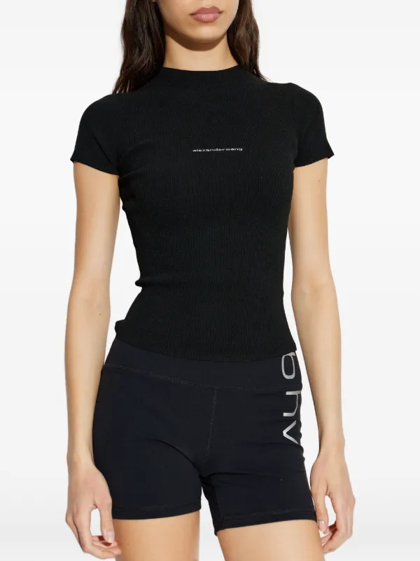 Alexander Wang半袖ニット ブラック Alexander Wang Knit Logo Baby Tee | Black | FARFETCH BN