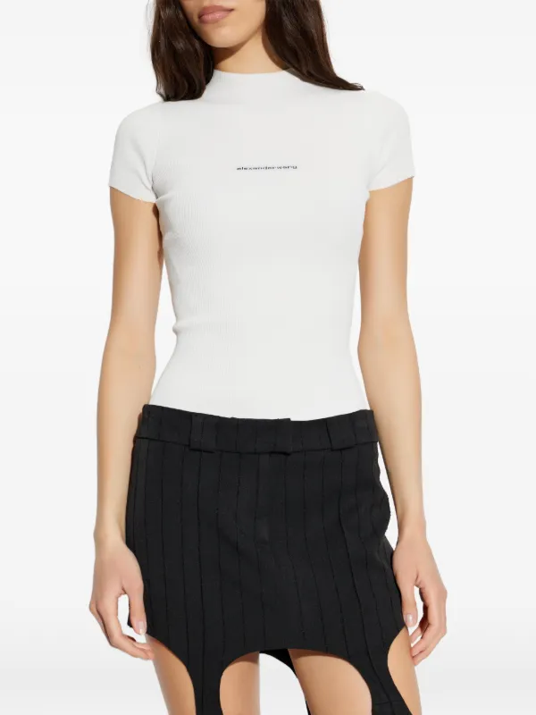 Alexander Wang Knit Logo Baby Tee | White | FARFETCH AO