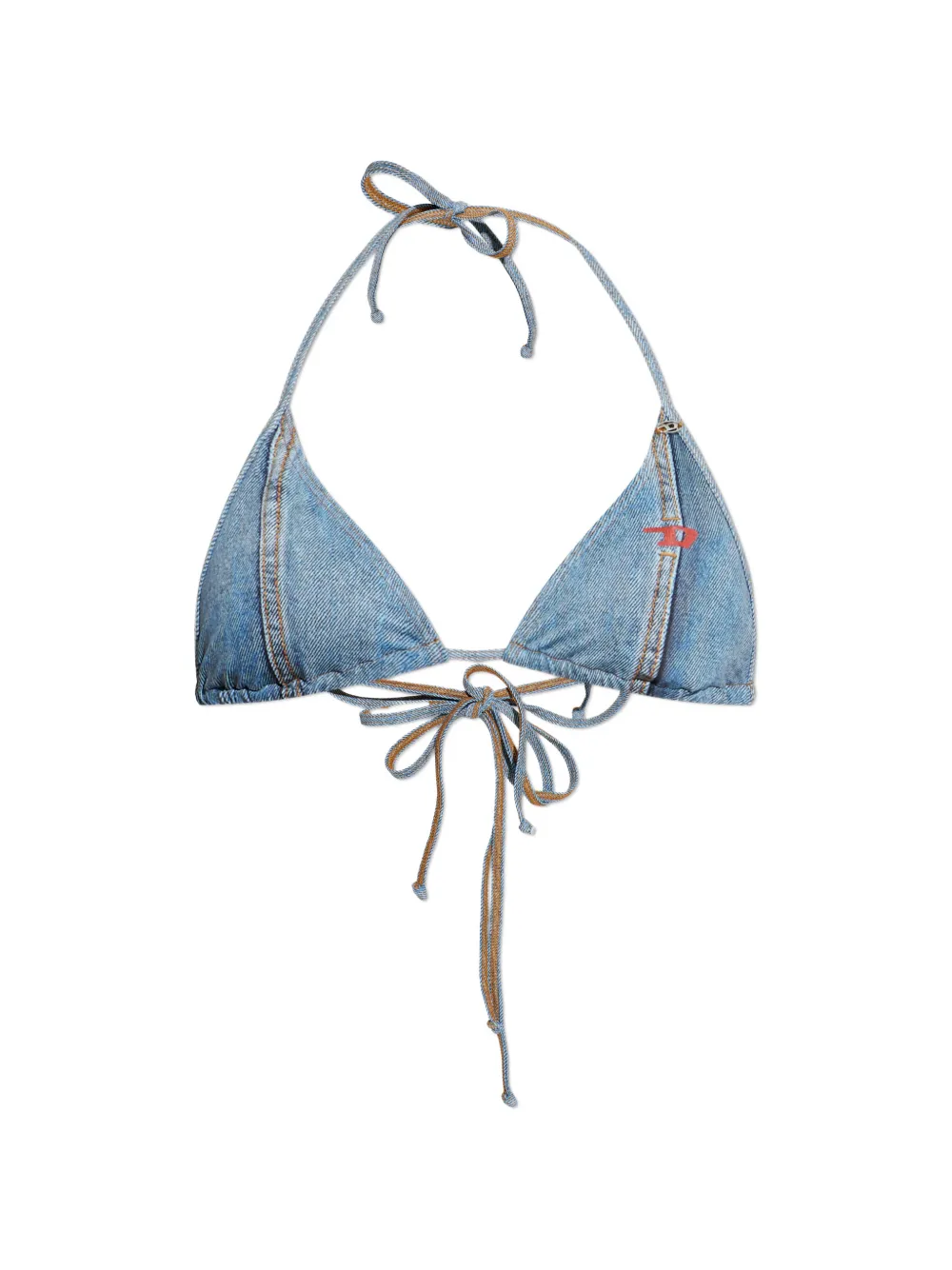 Diesel Tatiana-Dnm tie denim-effect bikini top - Blu
