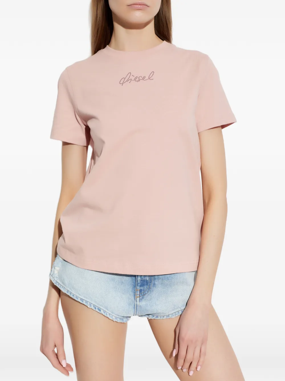 Diesel T-Reg-S2 T-shirt met stras Roze