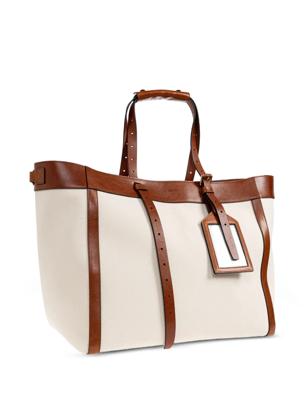 Moschino Shopper met afwerking en label Beige
