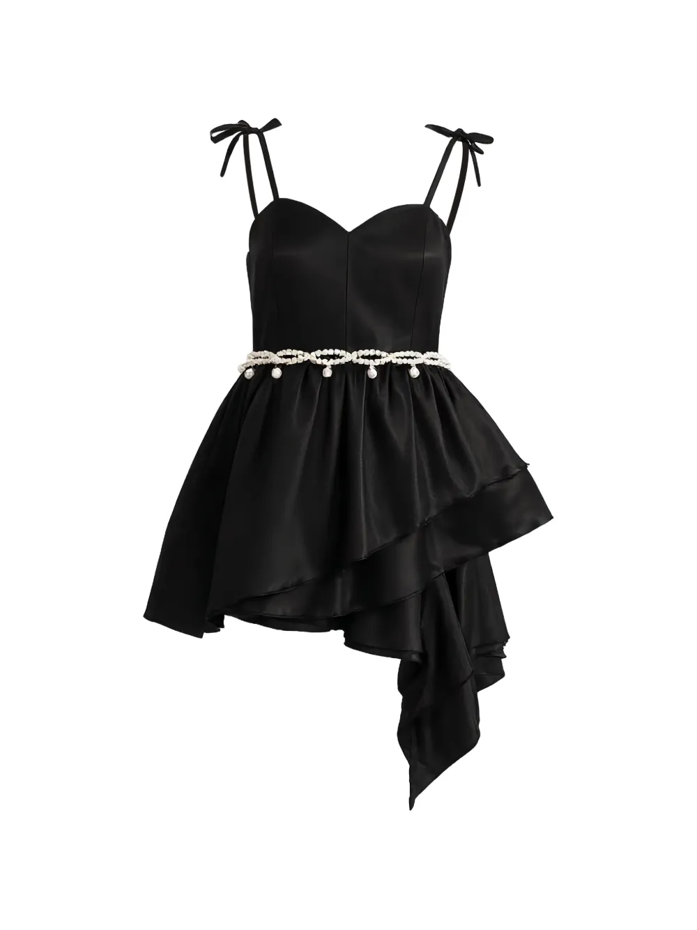 Tulleen asymmetrical sweetheart-neck dress - Nero