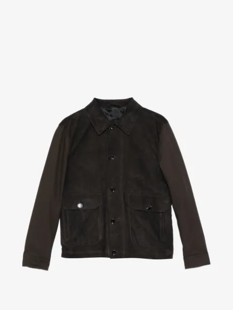 Brioni collared leather jacket