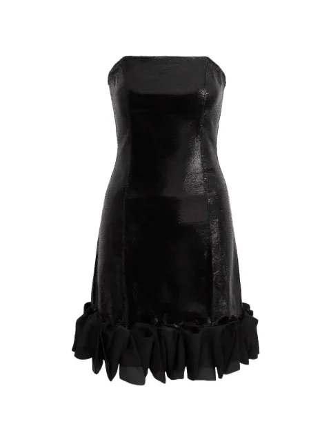 Tulleen vestido con diseño strapless y volantes