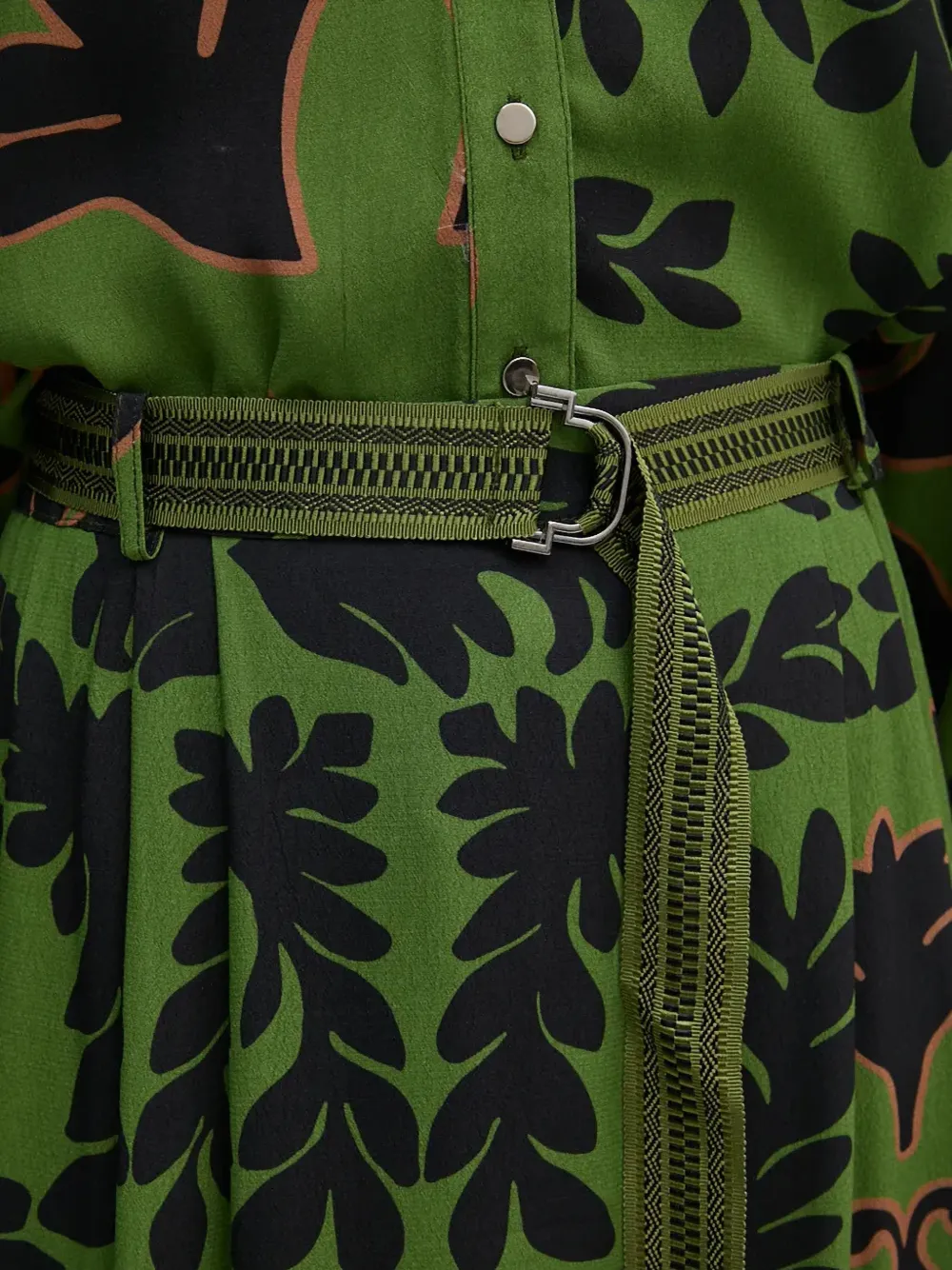 La Petite Française Juratoire maxi-rok met bloemenprint en ceintuur Groen