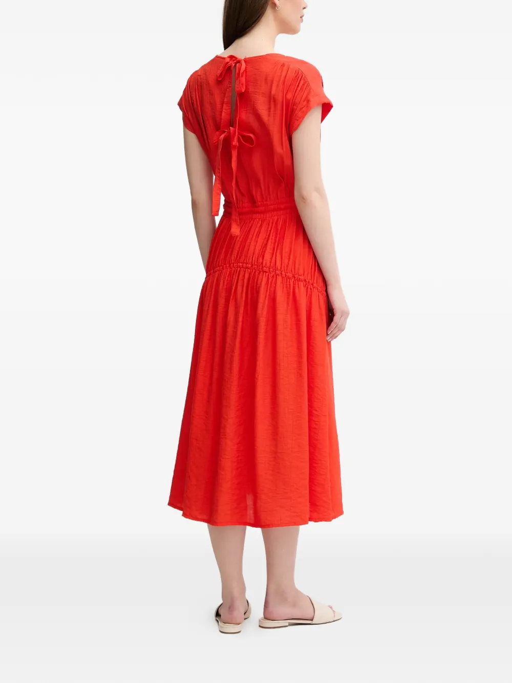  La Petite Française V-neck Drawstring Midi Dress - Red 