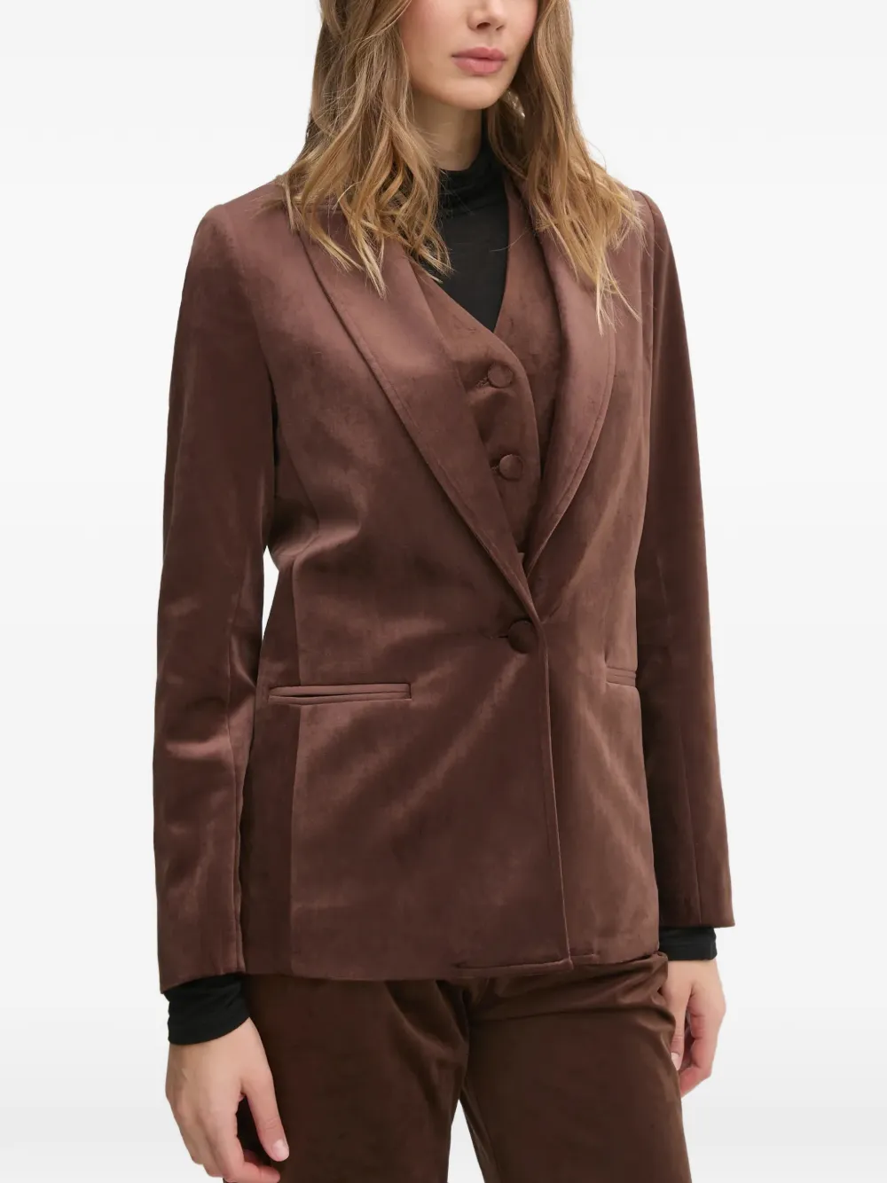 La Petite Française Vacarme single-breasted velvet blazer - Marrone