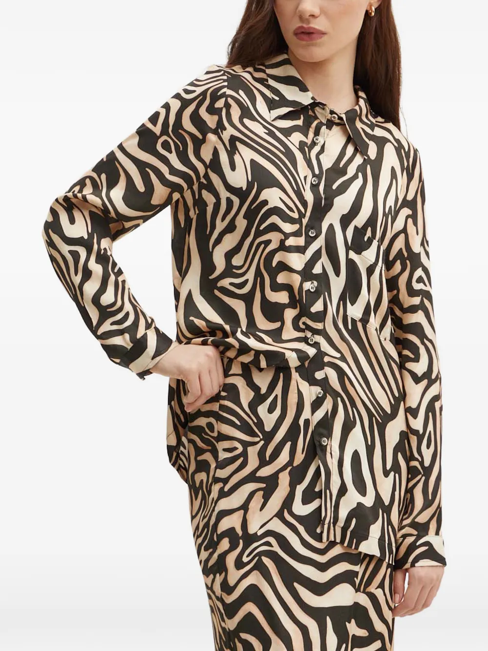 La Petite Française Chocolat animal-print button shirt - Toni neutri