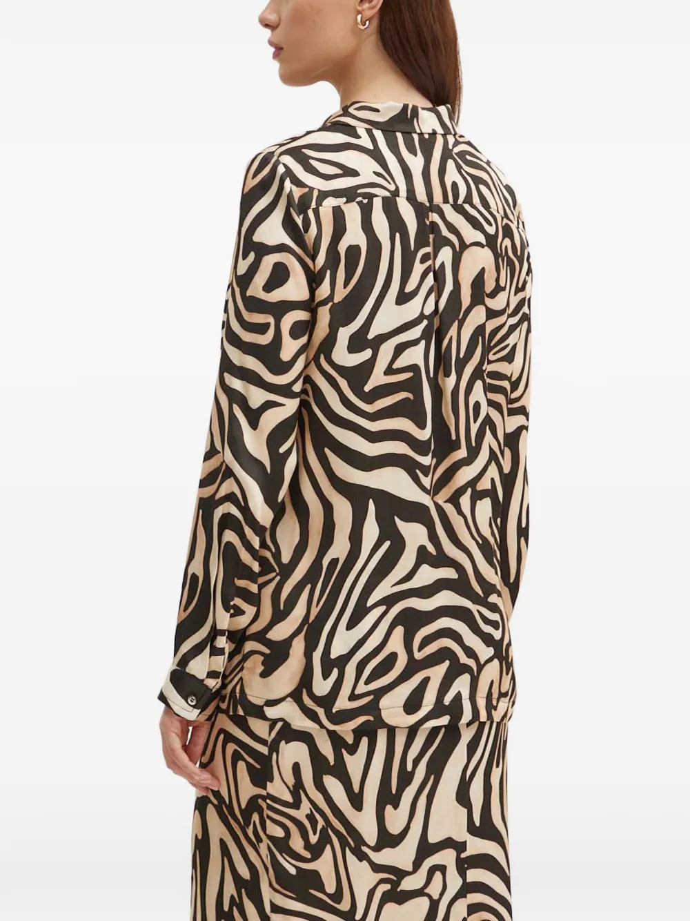 La Petite Française Chocolat blouse met dierenprint en knopen Beige