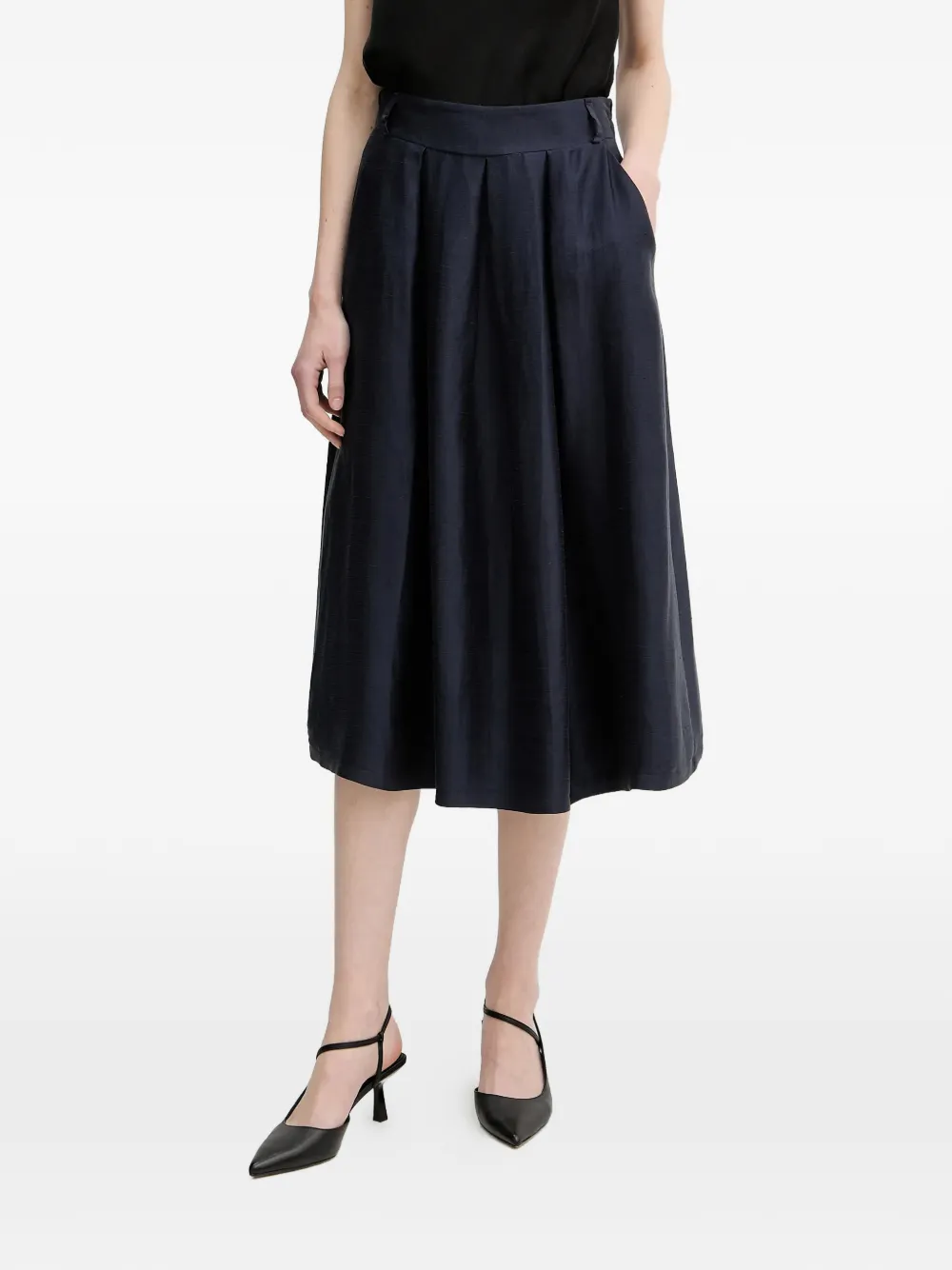 La Petite Française Josephine pleated midi skirt - Blu