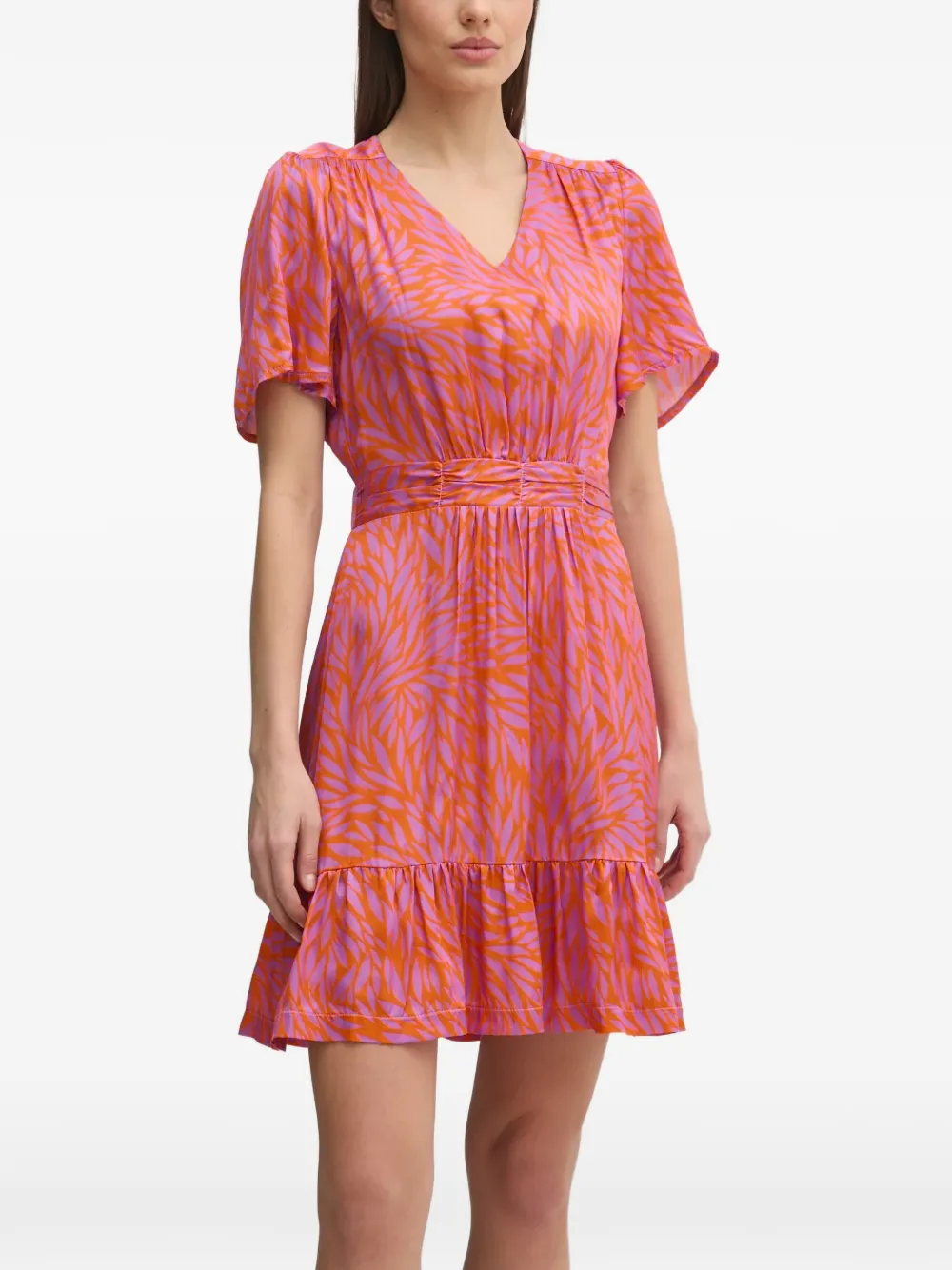 La Petite Française Ryhana ruffled V-neck mini dress - Arancione
