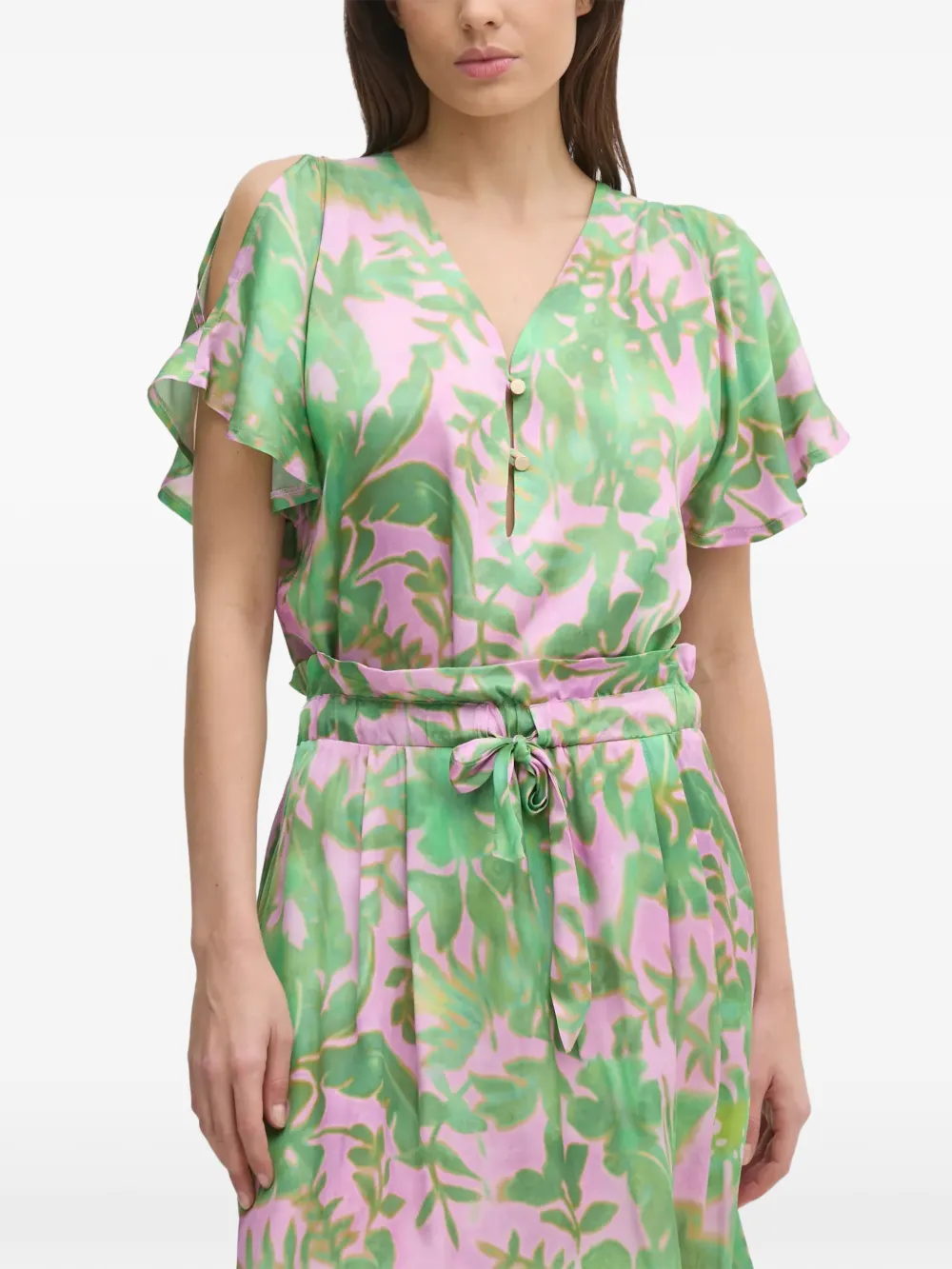 La Petite Française button floral-print top - Verde