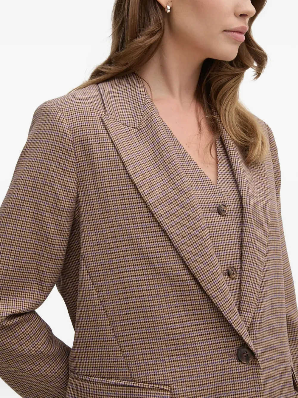  La Petite Française Vaillante Houndstooth Button Blazer - Neutrals 