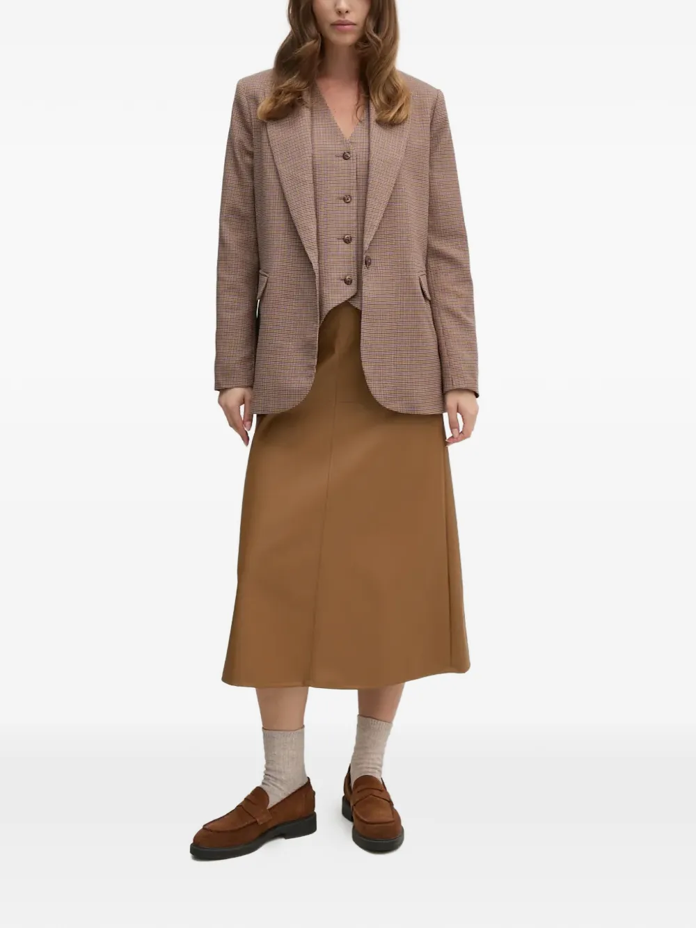  La Petite Française Vaillante Houndstooth Button Blazer - Neutrals 