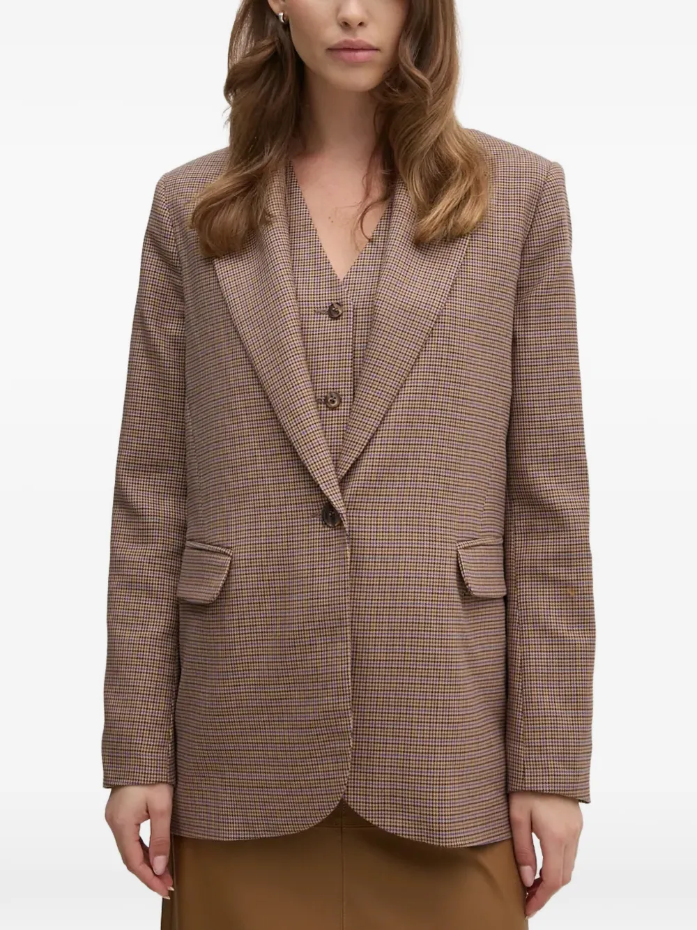 La Petite Française Vaillante houndstooth button blazer - Toni neutri