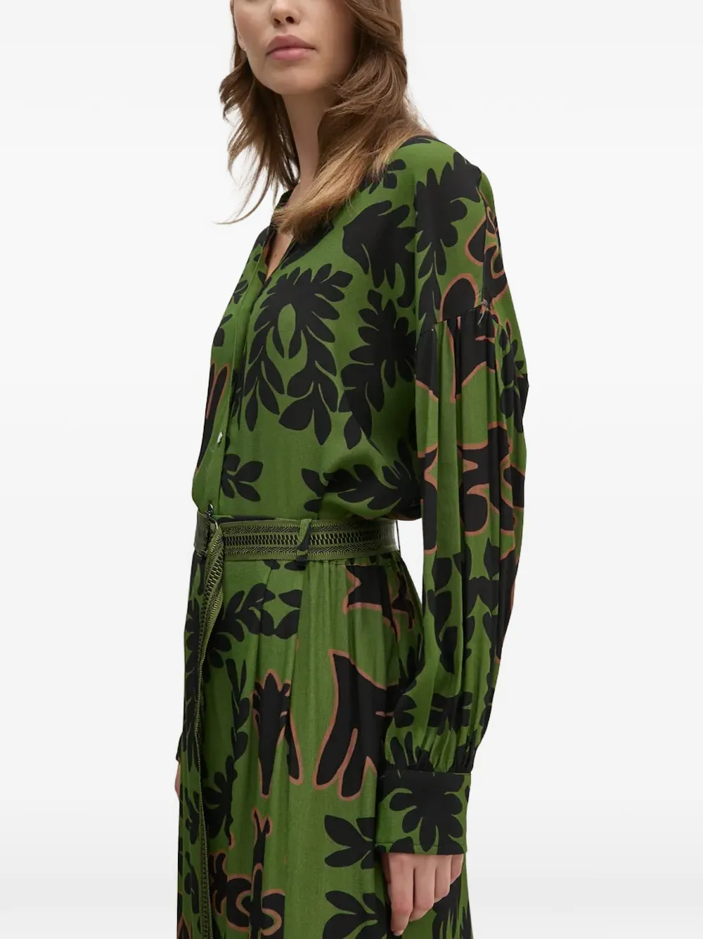 La Petite Française Chercheuse floral-print shirt dress - Verde