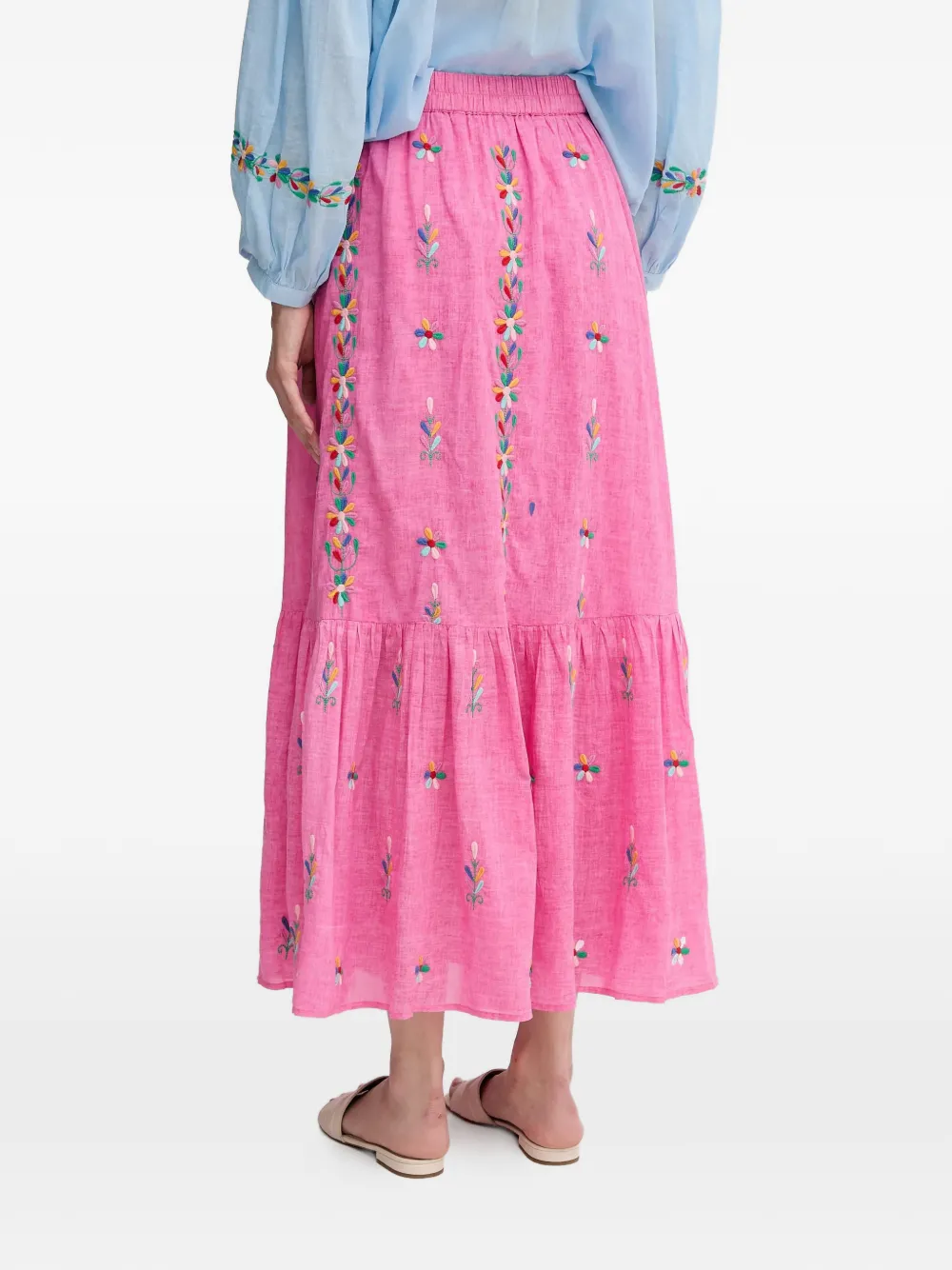 Jamal Embroidered Tiered Maxi Skirt
